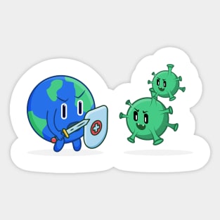 Earth fight with virus Sticker